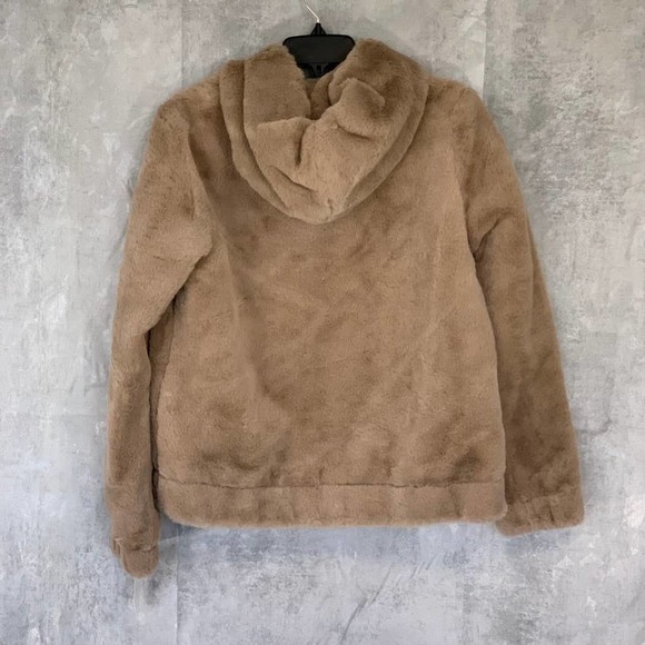 BLANKNYC Sand Stoner Siren Teddy Faux Fur Full-Zip Hooded Coat SZ M - Picture 2 of 8